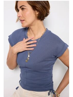 Evereve Sawyer Side Tie Ribbed Top Small NWOT